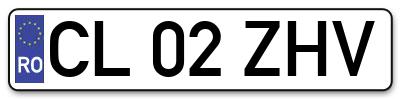 Placuta inmatriculare numar auto  CL-02-ZHV, CL 02 ZHV, CL02ZHV