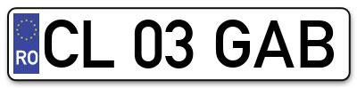 Placuta inmatriculare numar auto  CL-03-GAB, CL 03 GAB, CL03GAB