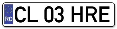 Placuta inmatriculare numar auto  CL-03-HRE, CL 03 HRE, CL03HRE