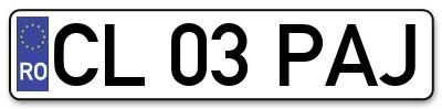 Placuta inmatriculare numar auto  CL-03-PAJ, CL 03 PAJ, CL03PAJ