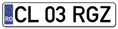 Placuta inmatriculare numar auto  CL-03-RGZ, CL 03 RGZ, CL03RGZ