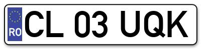 Placuta inmatriculare numar auto  CL-03-UQK, CL 03 UQK, CL03UQK