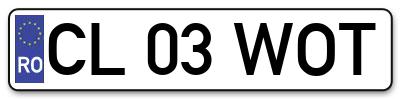 Placuta inmatriculare numar auto  CL-03-WOT, CL 03 WOT, CL03WOT
