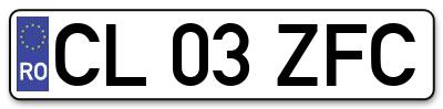 Placuta inmatriculare numar auto  CL-03-ZFC, CL 03 ZFC, CL03ZFC