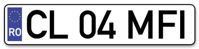 Placuta inmatriculare numar auto  CL-04-MFI, CL 04 MFI, CL04MFI
