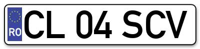 Placuta inmatriculare numar auto  CL-04-SCV, CL 04 SCV, CL04SCV