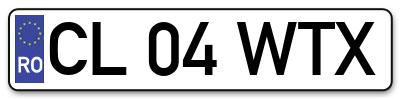 Placuta inmatriculare numar auto  CL-04-WTX, CL 04 WTX, CL04WTX