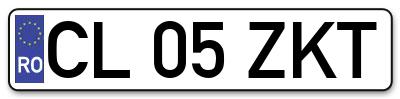 Placuta inmatriculare numar auto  CL-05-ZKT, CL 05 ZKT, CL05ZKT