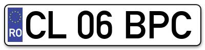 Placuta inmatriculare numar auto  CL-06-BPC, CL 06 BPC, CL06BPC