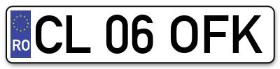 Placuta inmatriculare numar auto  CL-06-OFK, CL 06 OFK, CL06OFK