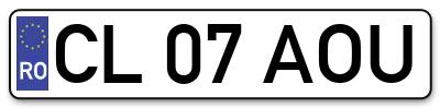 Placuta inmatriculare numar auto  CL-07-AOU, CL 07 AOU, CL07AOU