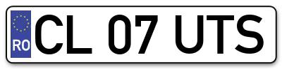 Placuta inmatriculare numar auto  CL-07-UTS, CL 07 UTS, CL07UTS