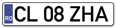 Placuta inmatriculare numar auto  CL-08-ZHA, CL 08 ZHA, CL08ZHA