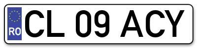 Placuta inmatriculare numar auto  CL-09-ACY, CL 09 ACY, CL09ACY