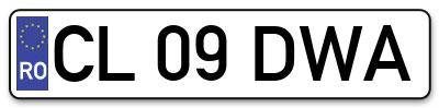 Placuta inmatriculare numar auto  CL-09-DWA, CL 09 DWA, CL09DWA