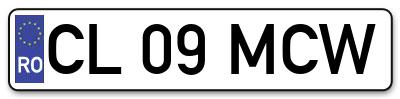 Placuta inmatriculare numar auto  CL-09-MCW, CL 09 MCW, CL09MCW