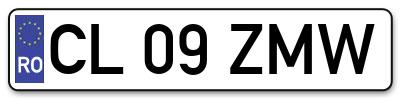 Placuta inmatriculare numar auto  CL-09-ZMW, CL 09 ZMW, CL09ZMW