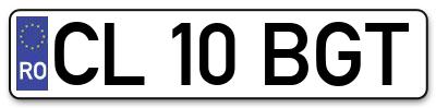 Placuta inmatriculare numar auto  CL-10-BGT, CL 10 BGT, CL10BGT