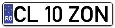Placuta inmatriculare numar auto  CL-10-ZON, CL 10 ZON, CL10ZON