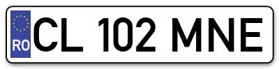 Placuta inmatriculare numar auto  CL-102-MNE, CL 102 MNE, CL102MNE