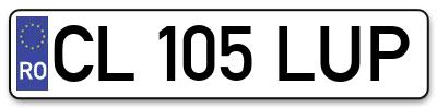 Placuta inmatriculare numar auto  CL-105-LUP, CL 105 LUP, CL105LUP