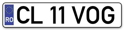 Placuta inmatriculare numar auto  CL-11-VOG, CL 11 VOG, CL11VOG