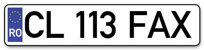 Placuta inmatriculare numar auto  CL-113-FAX, CL 113 FAX, CL113FAX
