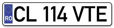 Placuta inmatriculare numar auto  CL-114-VTE, CL 114 VTE, CL114VTE