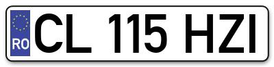 Placuta inmatriculare numar auto  CL-115-HZI, CL 115 HZI, CL115HZI