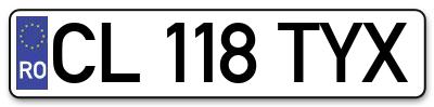 Placuta inmatriculare numar auto  CL-118-TYX, CL 118 TYX, CL118TYX