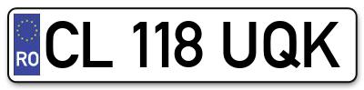 Placuta inmatriculare numar auto  CL-118-UQK, CL 118 UQK, CL118UQK