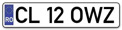 Placuta inmatriculare numar auto  CL-12-OWZ, CL 12 OWZ, CL12OWZ