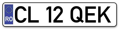 Placuta inmatriculare numar auto  CL-12-QEK, CL 12 QEK, CL12QEK
