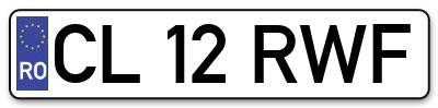 Placuta inmatriculare numar auto  CL-12-RWF, CL 12 RWF, CL12RWF