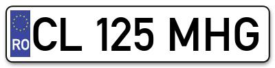 Placuta inmatriculare numar auto  CL-125-MHG, CL 125 MHG, CL125MHG