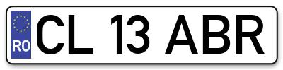 Placuta inmatriculare numar auto  CL-13-ABR, CL 13 ABR, CL13ABR
