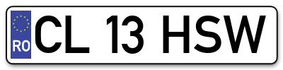 Placuta inmatriculare numar auto  CL-13-HSW, CL 13 HSW, CL13HSW