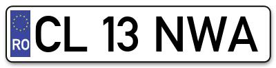 Placuta inmatriculare numar auto  CL-13-NWA, CL 13 NWA, CL13NWA