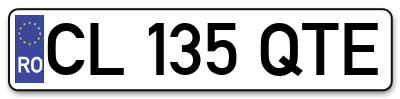 Placuta inmatriculare numar auto  CL-135-QTE, CL 135 QTE, CL135QTE