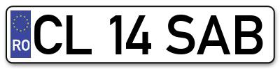 Placuta inmatriculare numar auto  CL-14-SAB, CL 14 SAB, CL14SAB