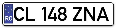 Placuta inmatriculare numar auto  CL-148-ZNA, CL 148 ZNA, CL148ZNA