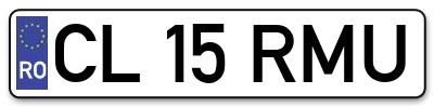 Placuta inmatriculare numar auto  CL-15-RMU, CL 15 RMU, CL15RMU