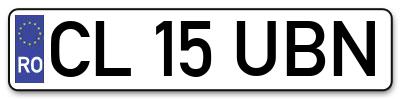 Placuta inmatriculare numar auto  CL-15-UBN, CL 15 UBN, CL15UBN
