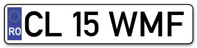Placuta inmatriculare numar auto  CL-15-WMF, CL 15 WMF, CL15WMF