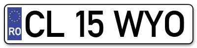 Placuta inmatriculare numar auto  CL-15-WYO, CL 15 WYO, CL15WYO