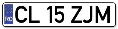 Placuta inmatriculare numar auto  CL-15-ZJM, CL 15 ZJM, CL15ZJM