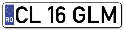 Placuta inmatriculare numar auto  CL-16-GLM, CL 16 GLM, CL16GLM