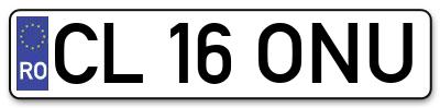 Placuta inmatriculare numar auto  CL-16-ONU, CL 16 ONU, CL16ONU