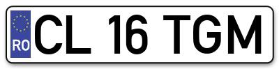 Placuta inmatriculare numar auto  CL-16-TGM, CL 16 TGM, CL16TGM