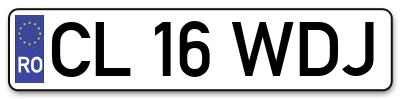Placuta inmatriculare numar auto  CL-16-WDJ, CL 16 WDJ, CL16WDJ